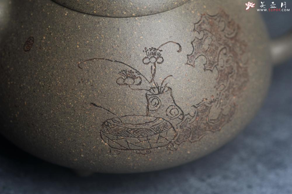 紫砂壶图片：美壶特惠 美壶网特供限量极品高温四号井老青段 精工乳瓢茶壶 装饰清供图 特文气 - 美壶网