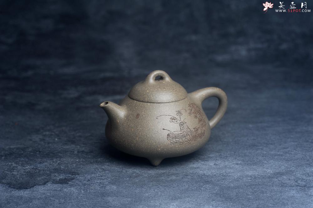 紫砂壶图片：美壶特惠 美壶网特供限量极品高温四号井老青段 精工乳瓢茶壶 装饰清供图 特文气 - 美壶网