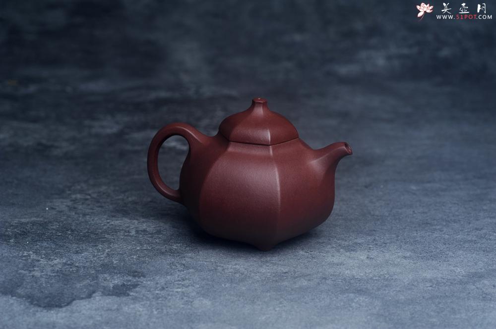 紫砂壶图片：美壶特惠 潜力股凌晨老师 精致全手工枣红泥六方乳鼎茶壶 - 美壶网