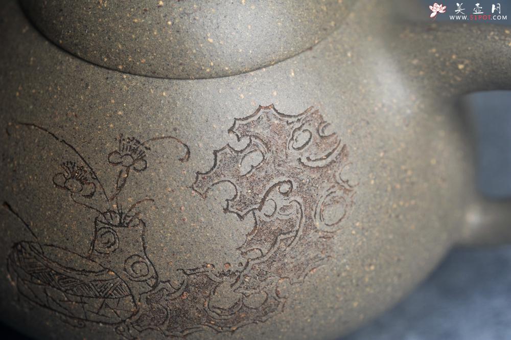 紫砂壶图片：美壶特惠 美壶网特供限量极品高温四号井老青段 精工乳瓢茶壶 装饰清供图 特文气 - 美壶网