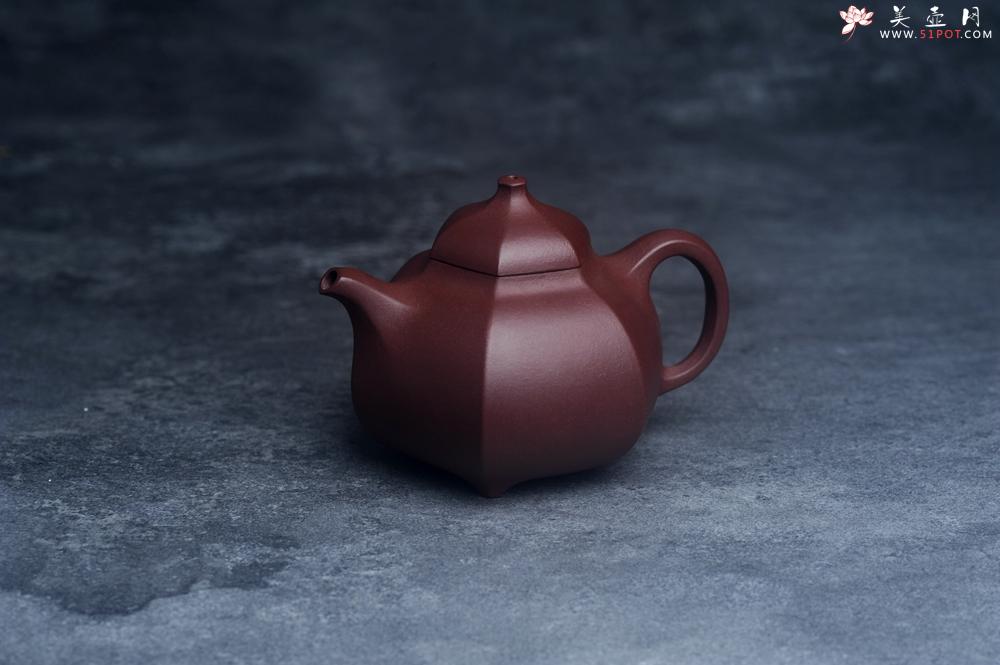 紫砂壶图片：美壶特惠 潜力股凌晨老师 精致全手工枣红泥六方乳鼎茶壶 - 美壶网
