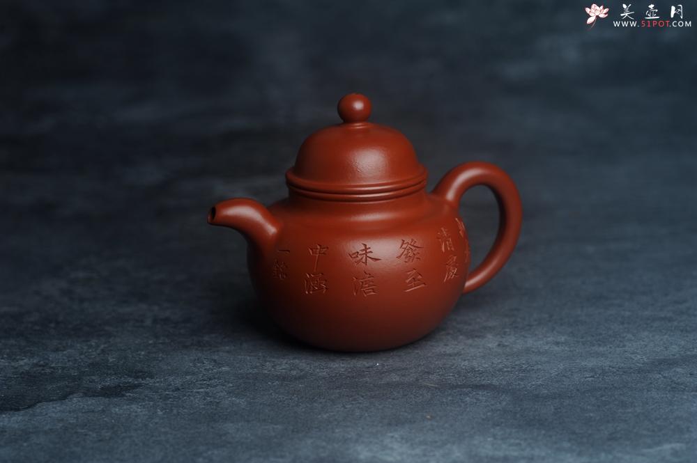 紫砂壶图片：美壶特惠 优质朱泥掇球壶 双刀装饰 茶人醉爱 - 美壶网