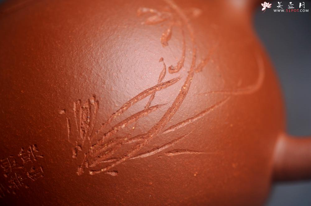 紫砂壶图片：美壶特惠 全手工优质红降坡泥西施壶 助工杨志超装饰兰花特文气 - 美壶网