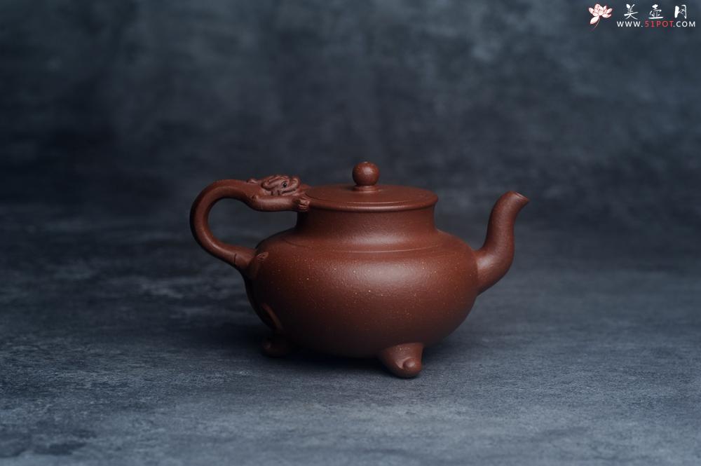 紫砂壶图片：美壶特惠 精致红降坡泥螭龙茶壶 - 美壶网