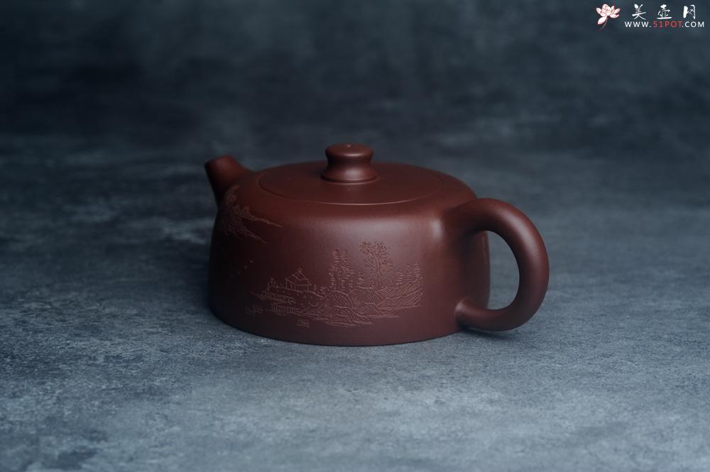 紫砂壶图片:美壶特惠精工大井栏 装饰山水 特文气 - 美壶网