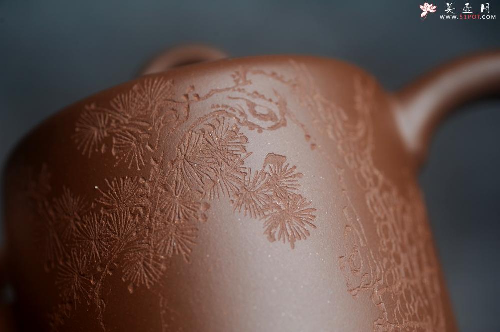 紫砂壶图片：美壶特惠 潜力股王静然 优质文革紫泥双圈壶 君子风 装饰文雅 - 美壶网