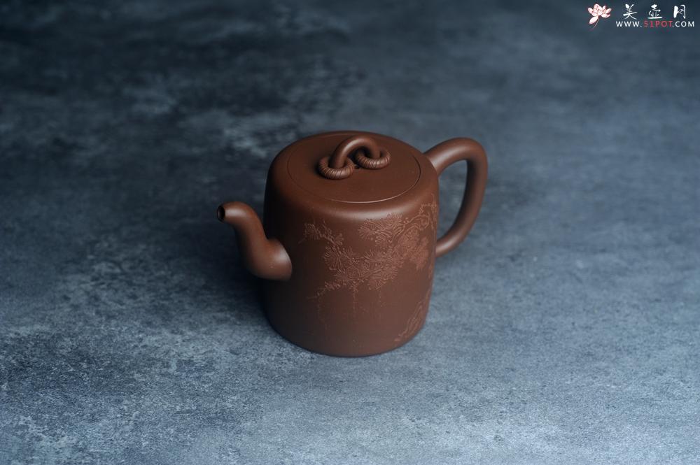 紫砂壶图片：美壶特惠 潜力股王静然 优质文革紫泥双圈壶 君子风 装饰文雅 - 美壶网