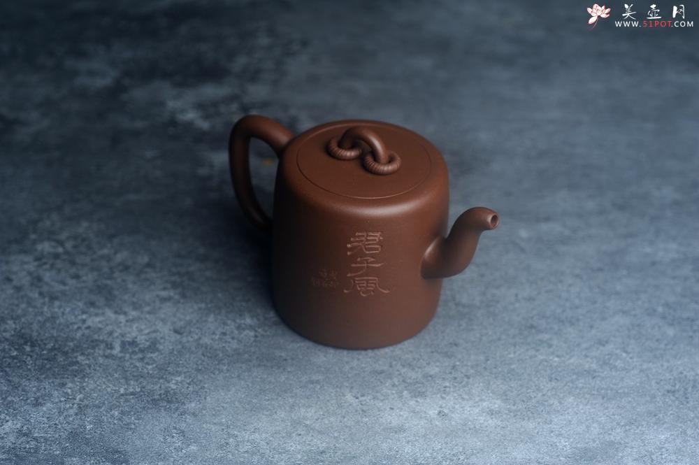 紫砂壶图片：美壶特惠 潜力股王静然 优质文革紫泥双圈壶 君子风 装饰文雅 - 美壶网