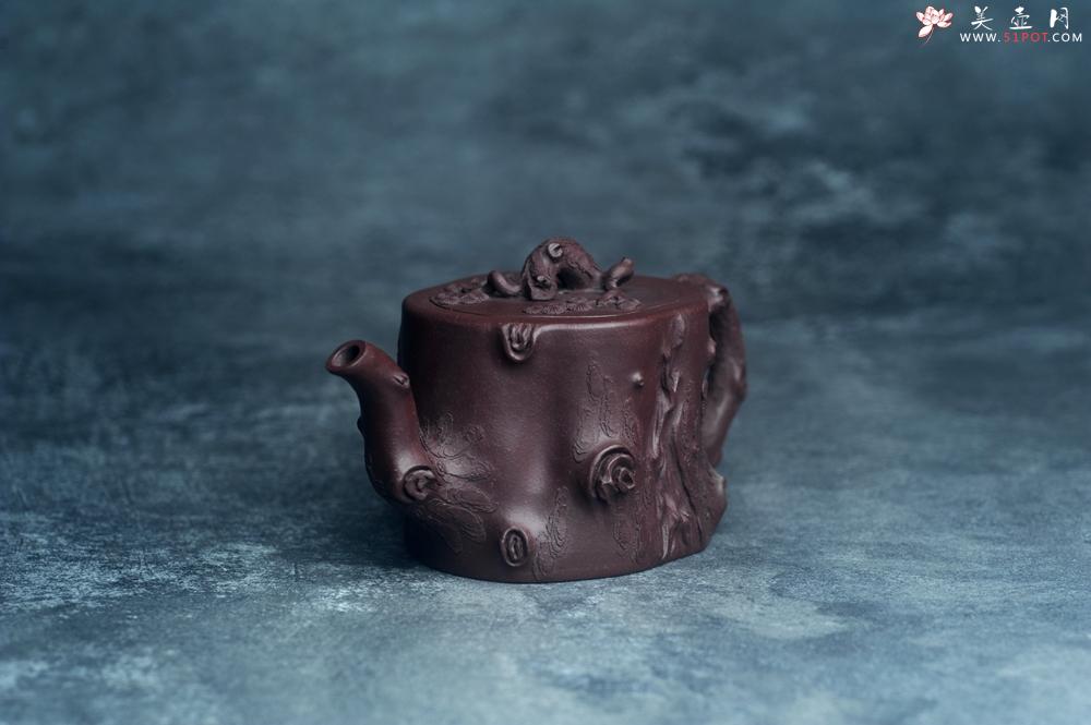 紫砂壶图片：实力演绎全手工重器松桩套组 一壶（280cc）二杯（130cc）一公道杯（188cc） - 美壶网