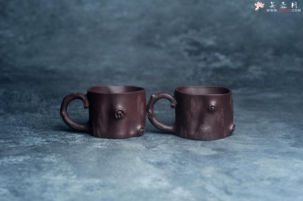 紫砂壶图片：实力演绎全手工重器松桩套组 一壶（280cc）二杯（130cc）一公道杯（188cc） - 美壶网