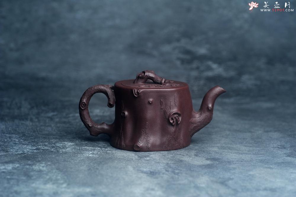 紫砂壶图片：实力演绎全手工重器松桩套组 一壶（280cc）二杯（130cc）一公道杯（188cc） - 美壶网