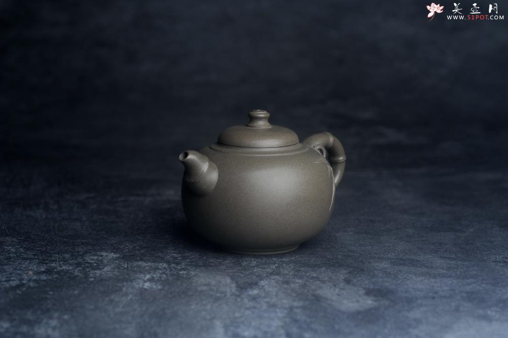 紫砂壶图片：美壶特惠 精品老青段泥福竹紫砂壶 茶人醉爱 - 美壶网