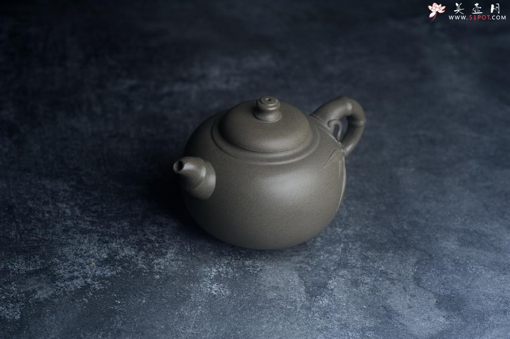 紫砂壶图片：美壶特惠 精品老青段泥福竹紫砂壶 茶人醉爱 - 美壶网