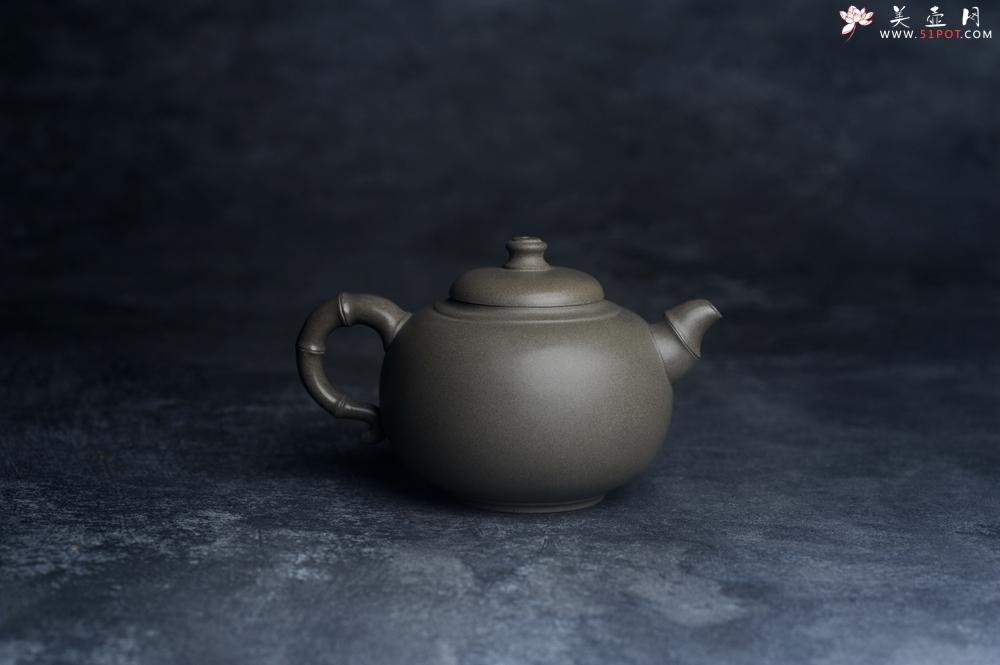 紫砂壶图片：美壶特惠 精品老青段泥福竹紫砂壶 茶人醉爱 - 美壶网