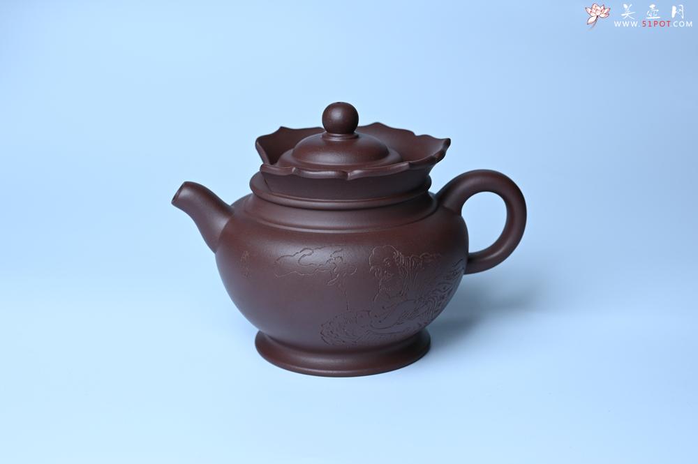 紫砂壶图片：实力派工艺师周斌 老紫泥精工僧帽壶 - 美壶网