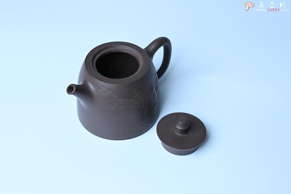 紫砂壶图片：美壶特惠 老紫泥精致山水汉铎壶 茶人醉爱 - 美壶网