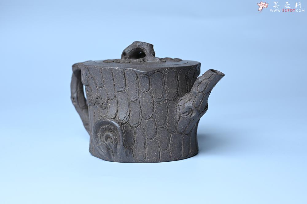 紫砂壶图片：美壶特惠 精致青段泥全松皮 全手工松桩壶 肌理丰富 特文气 - 美壶网