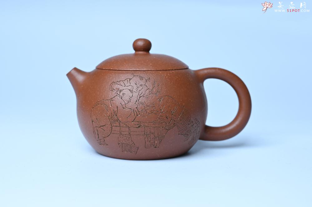 紫砂壶图片：油润降坡泥全手工小品西施壶  装饰童子图 天真无邪 - 美壶网