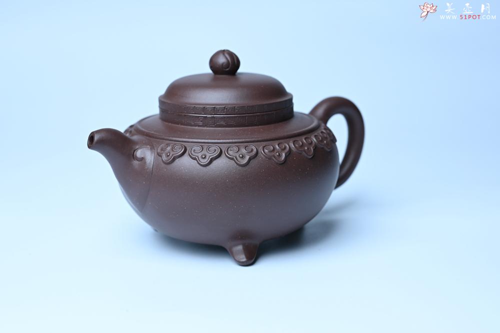 紫砂壶图片：美壶特惠 精致紫泥云肩如意壶 茶人醉爱 - 美壶网