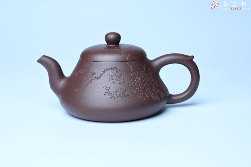 紫砂壶图片：潜力股周小培老师 全手工底槽青缘德壶 装饰通转梅花特文气 期待与您结缘 - 美壶网