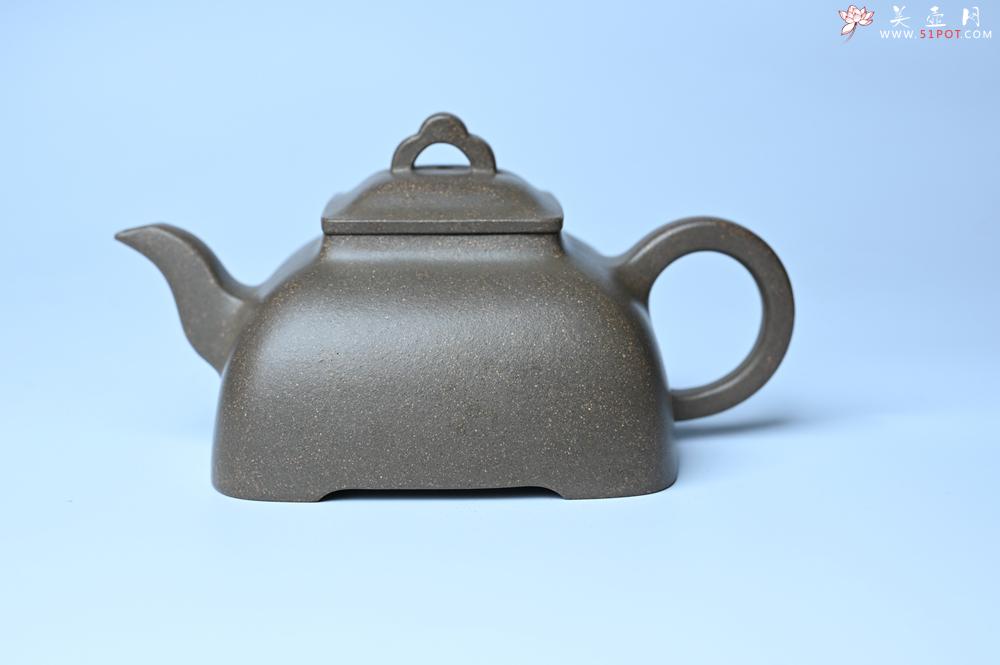 紫砂壶图片：实力派张海艳全手工蟹壳老青段泥精工弧菱壶 - 美壶网