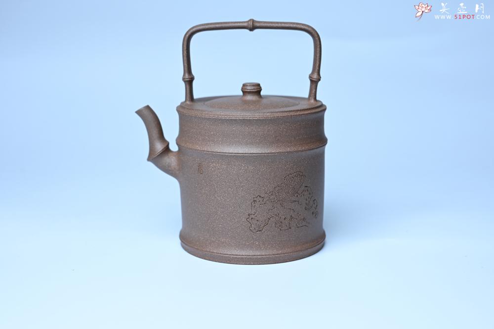 紫砂壶图片：美壶特惠 特好老段泥 精工知（知了）足（竹子）提梁 挺拔秀雅 - 美壶网