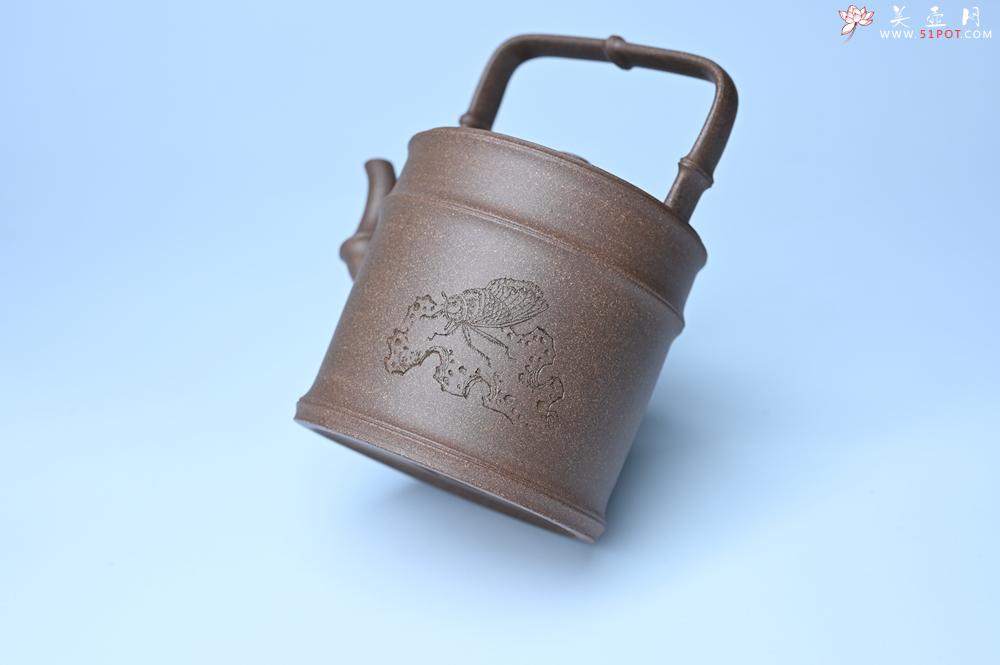 紫砂壶图片：美壶特惠 特好老段泥 精工知（知了）足（竹子）提梁 挺拔秀雅 - 美壶网