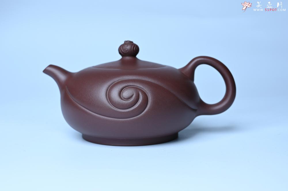 紫砂壶图片：美壶双11特惠 盖花泥 精工油润老紫泥如意半珠 茶人醉爱 - 美壶网