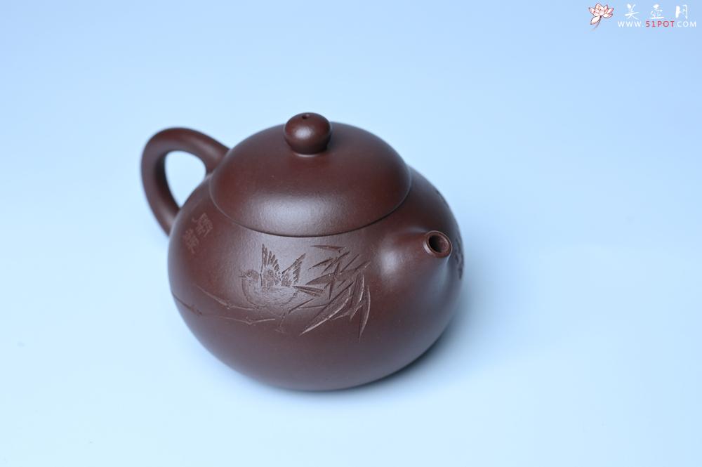 紫砂壶图片：油润底曹青 全手工文旦茶壶 细写茶经煮香雪 闲趣图 特文气 期待与亲结缘 - 美壶网