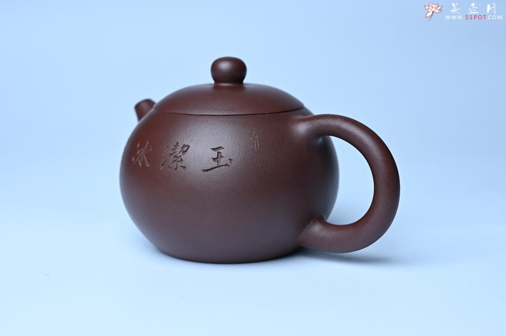 紫砂壶图片：油润底曹青 全手工西施茶壶 玉洁冰清 接天莲叶无穷碧 映日荷花别样红 - 美壶网