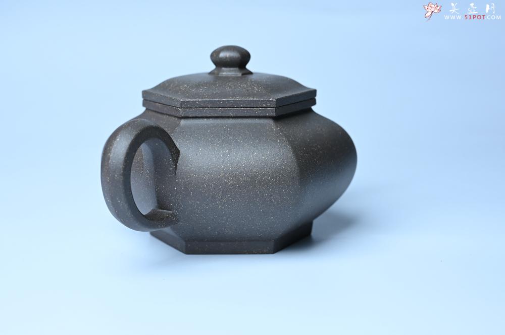 紫砂壶图片：实力派张海艳全手工油润青灰段泥藏六方壶 线面挺快 大气 - 美壶网