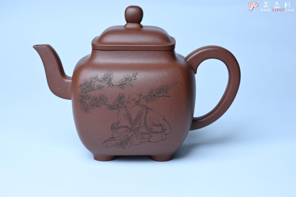 紫砂壶图片：实力派张海艳全手工油润底曹青重器鸣远四方 气势磅礴 用心之作 装饰人物特文气 - 美壶网