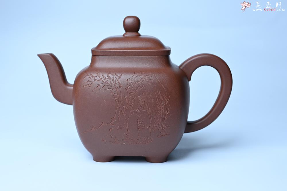 紫砂壶图片：实力派张海艳全手工油润底曹青重器鸣远四方 气势磅礴 用心之作 装饰人物特文气 - 美壶网