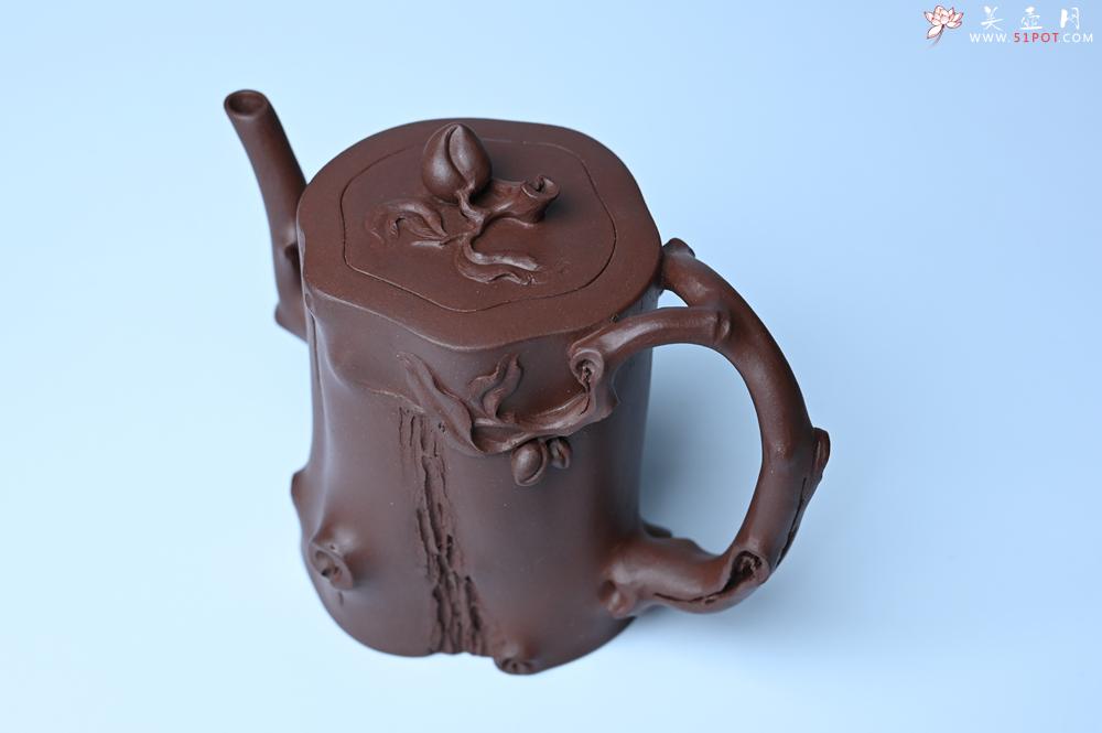 紫砂壶图片：潜力股赵老师 全手工秀雅桃桩 肌理自然生动 - 美壶网