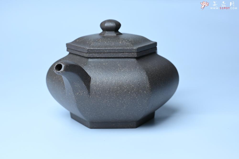 紫砂壶图片：实力派张海艳全手工油润青灰段泥藏六方壶 线面挺快 大气 - 美壶网