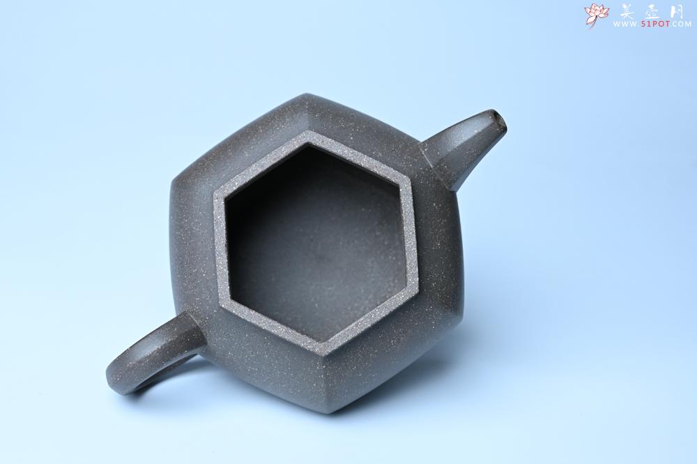 紫砂壶图片：实力派张海艳全手工油润青灰段泥藏六方壶 线面挺快 大气 - 美壶网