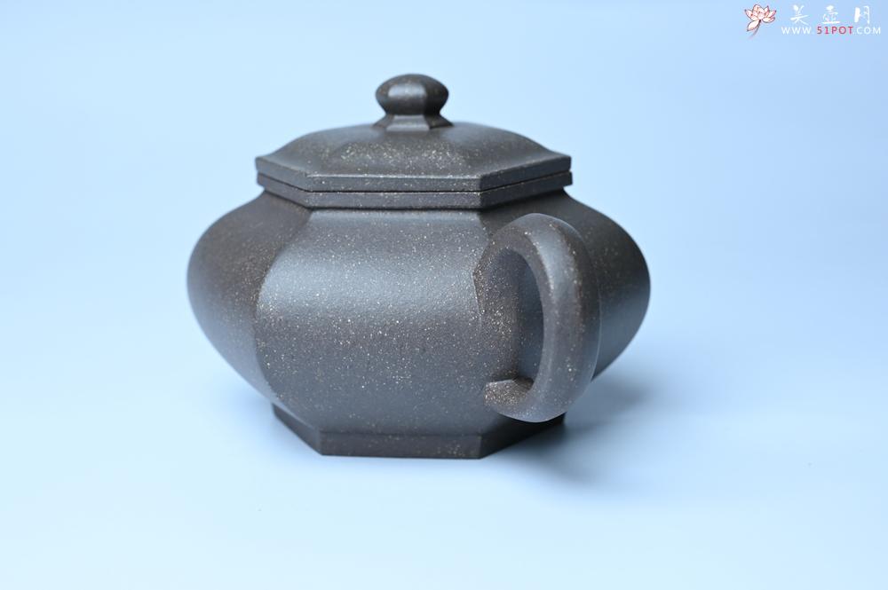 紫砂壶图片：实力派张海艳全手工油润青灰段泥藏六方壶 线面挺快 大气 - 美壶网