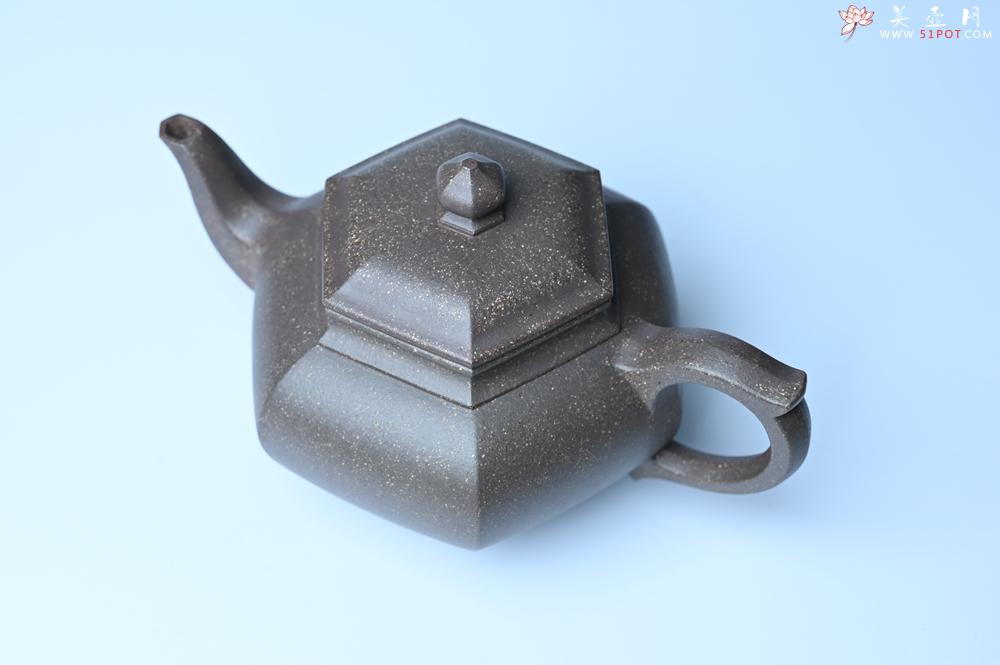 紫砂壶图片：实力派张海艳全手工特好老青灰段泥六方笑樱壶 做工灰常精致 气韵流畅 - 美壶网