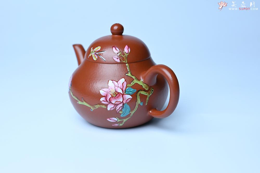 紫砂壶图片：美壶特惠 优质朱泥梨形壶 蝶恋花 茶人醉爱 - 美壶网