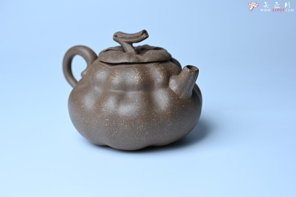 紫砂壶图片：美壶特惠 精致卡盖全手工老青段仿生小花货柿子壶 茶人醉爱 - 美壶网