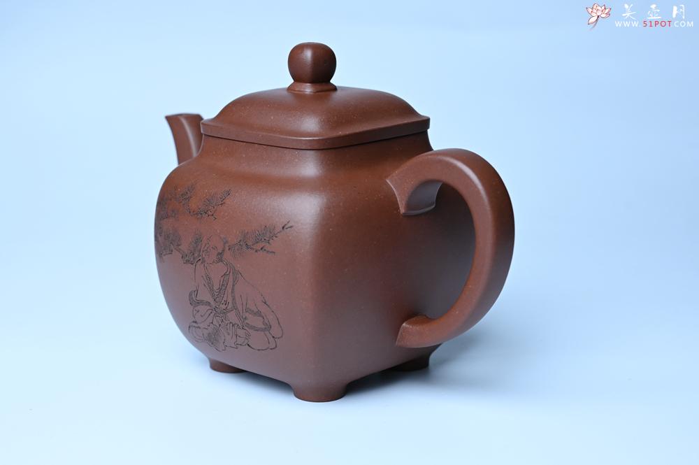 紫砂壶图片：实力派张海艳全手工油润底曹青重器鸣远四方 气势磅礴 用心之作 装饰人物特文气 - 美壶网