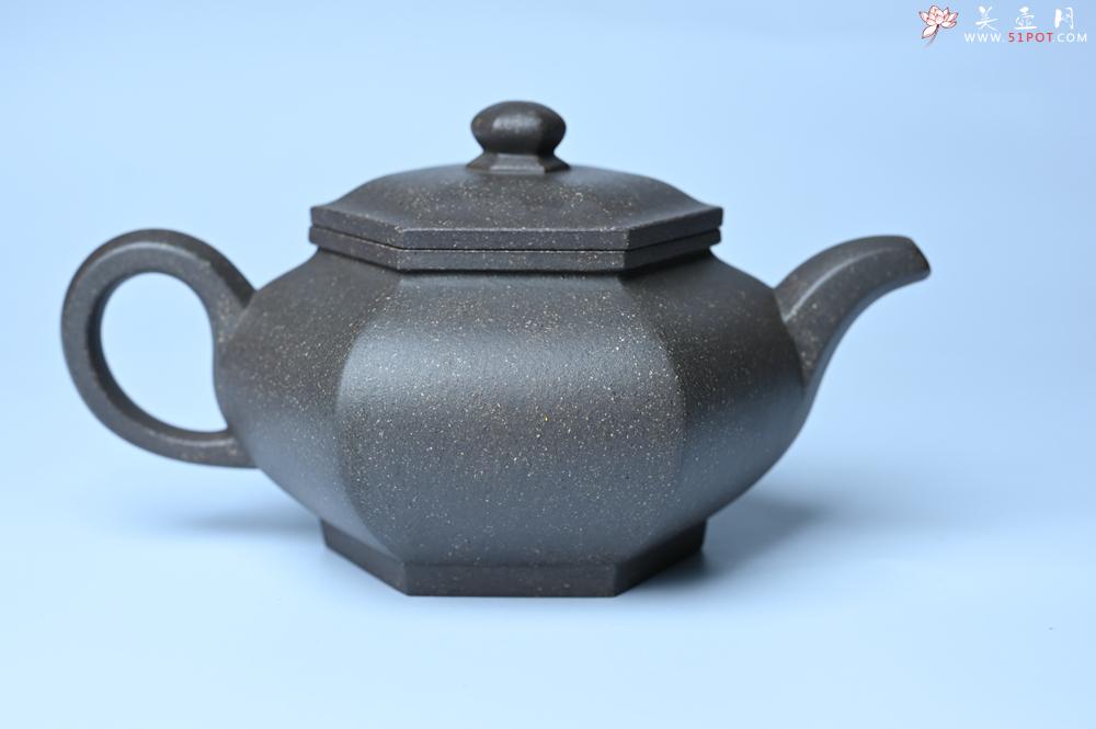 紫砂壶图片：实力派张海艳全手工油润青灰段泥藏六方壶 线面挺快 大气 - 美壶网