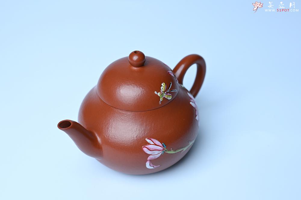 紫砂壶图片：美壶特惠 优质朱泥梨形壶 蝶恋花 茶人醉爱 - 美壶网