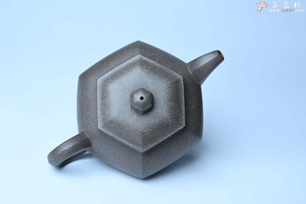 紫砂壶图片：实力派张海艳全手工油润青灰段泥藏六方壶 线面挺快 大气 - 美壶网