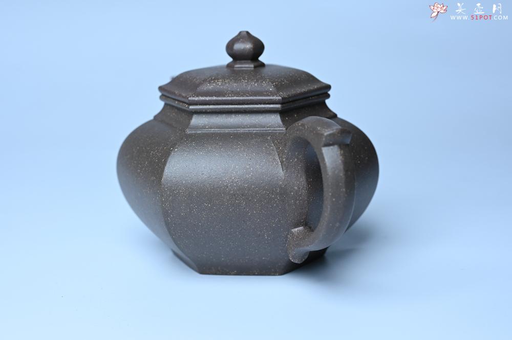 紫砂壶图片：实力派张海艳全手工特好老青灰段泥六方笑樱壶 做工灰常精致 气韵流畅 - 美壶网