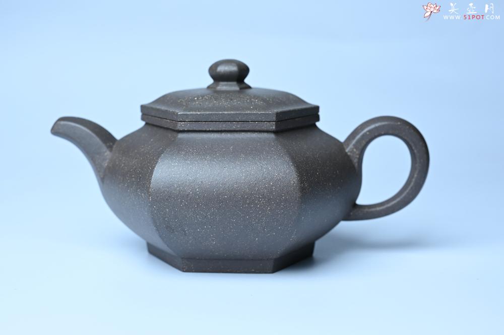 紫砂壶图片：实力派张海艳全手工油润青灰段泥藏六方壶 线面挺快 大气 - 美壶网