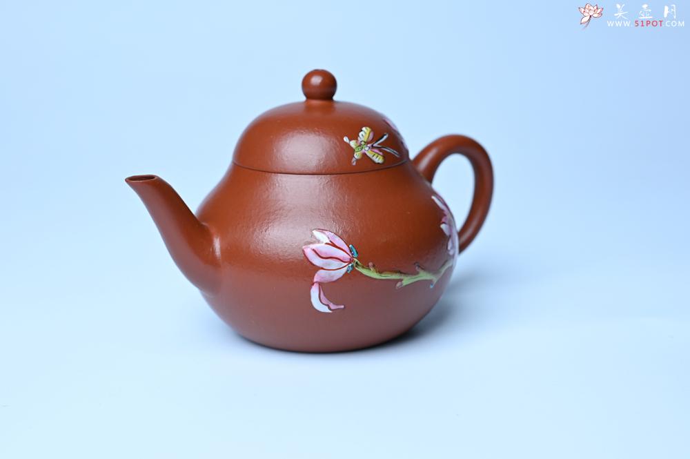 紫砂壶图片：美壶特惠 优质朱泥梨形壶 蝶恋花 茶人醉爱 - 美壶网