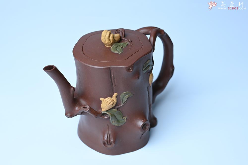 紫砂壶图片：潜力股赵老师 优质紫泥全手工佛手桩紫砂壶 三色帖叶生动 佛手灵动 - 美壶网