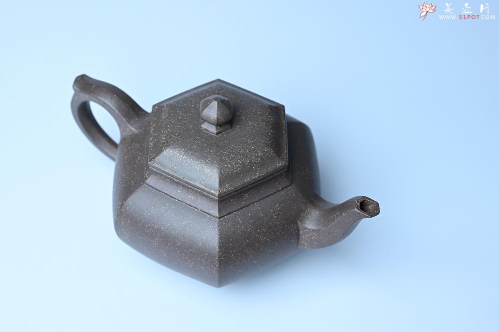 紫砂壶图片：实力派张海艳全手工特好老青灰段泥六方笑樱壶 做工灰常精致 气韵流畅 - 美壶网