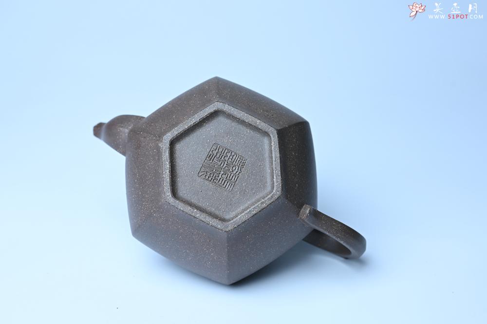 紫砂壶图片：实力派张海艳全手工特好老青灰段泥六方笑樱壶 做工灰常精致 气韵流畅 - 美壶网